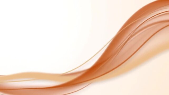 An elegant abstract background featuring smooth flowing waves and delicate silky ribbons in warm orange and brown tones on a soft backdrop.