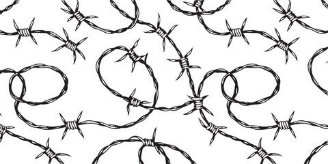 Barbed Wire Stipple Seamless Pattern – Y2K Grunge Photocopy Effect