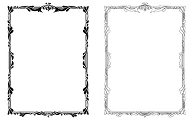 モノクロの手描き装飾枠セット。