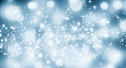 Magical shimmering blue and white bokeh lights creating a festive and celebratory atmosphere