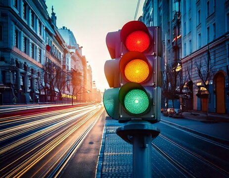  trafic light on the streets creative image 