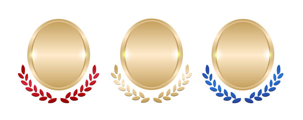 表彰感のあるメダルのセット素材（実績 ランキング 満足度 信頼感 ベクター）	
