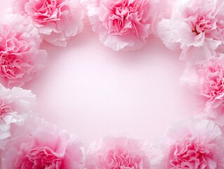 ピンクのカーネーションで囲まれた柔らかな花の背景