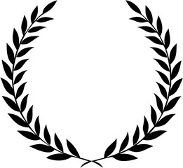 Minimal laurel wreath frame vector on transparent background, elegant outline design for award certificate, trophy, achievement badge, EPS format
