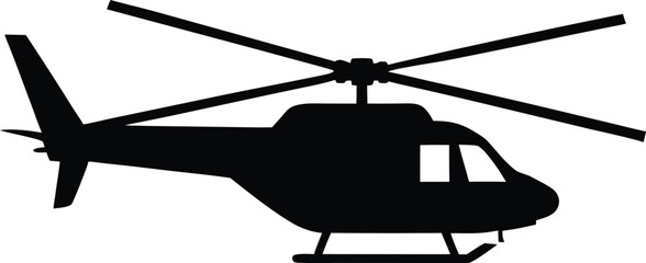 Side view helicopter silhouette isolated on transparent background