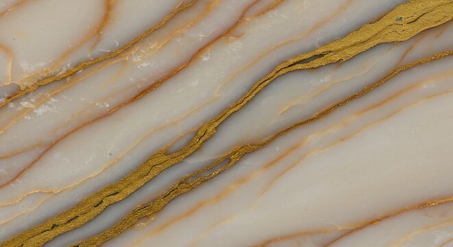 Luxurious white onyx marble texture with golden veins. Natural polished stone slab with elegant diagonal patterns for a sophisticated background.