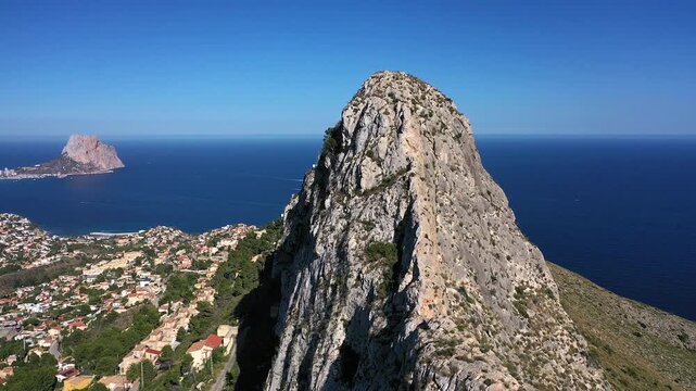 Aerial view of Morro de Toix between Calpe and Altea Bay, a fantastic area in the Mediterranean Altea, Spain.