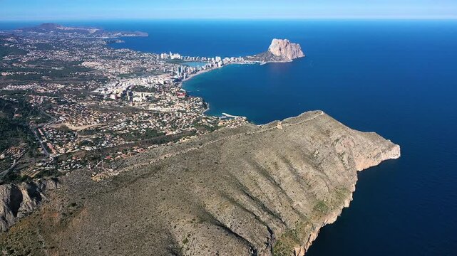 Aerial view of Morro de Toix between Calpe and Altea Bay, a fantastic area in the Mediterranean Altea, Spain.