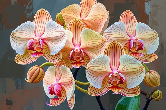 Stunning Orchid Artwork in Peach and Cream Tones