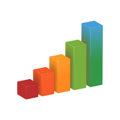 3D Bar Graph Showing Upward Trend with Red Orange Green and Blue Bars on Black Background bar chart