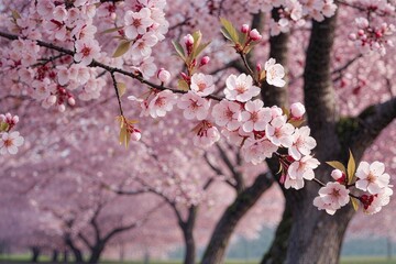 Obraz premium Cherry Blossom Spring Floral Elements Showcasing Nature's Beauty