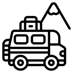 travel mountain outline icon and illustration