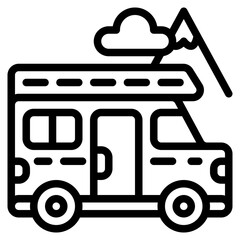 campervan adventure outline icon and illustration