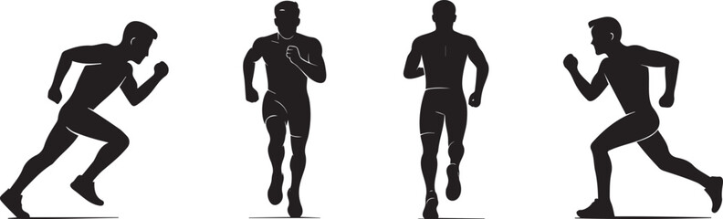 Running Silhouettes Pack | Front, Back & Side View Jogger Poses