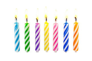 Bright birthday candles create a festive celebration mood