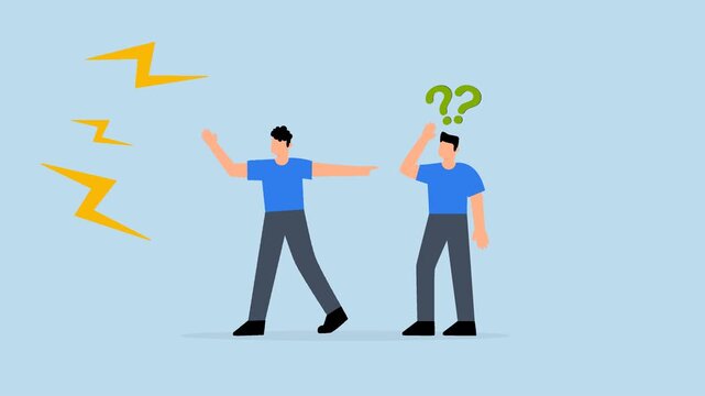 Bad habit blame other, 4k animation of annoyed business manager overlooks this error and highlights additional errors.