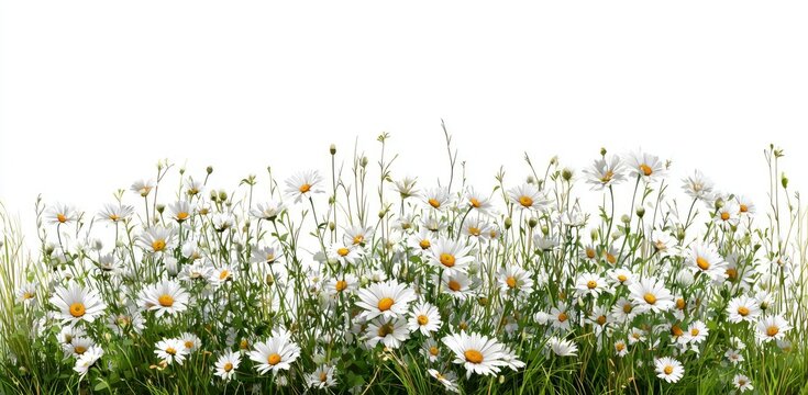 Daisy field blooming, isolated, perfect for spring ads & nature-themed illustrations