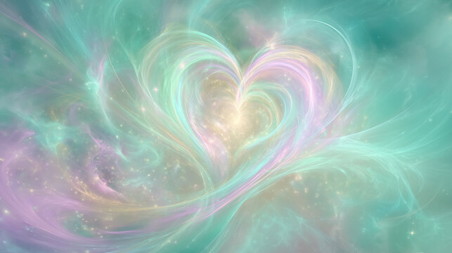 Pastel heart forming from glowing light trails and glitter - Powered by Adobe