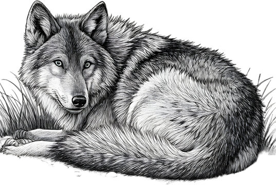 Majestic wolf illustration captures the wild spirit, perfect for nature enthusiasts and animal art collections.