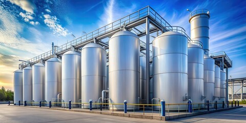 Obraz premium Hydrogen Storage Tanks at Hydrogen Production Plant
