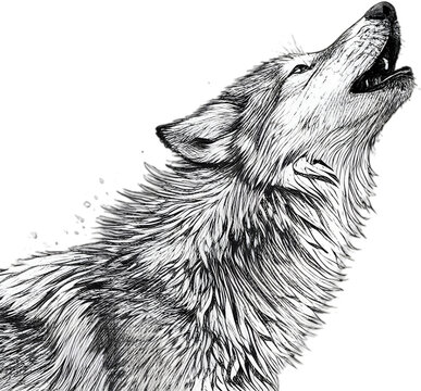 Majestic wolf illustration captures the wild spirit, perfect for nature enthusiasts and animal art collections.