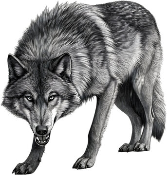 Majestic wolf illustration captures the wild spirit, perfect for nature enthusiasts and animal art collections.