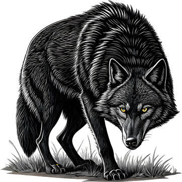Majestic wolf illustration captures the wild spirit, perfect for nature enthusiasts and animal art collections.