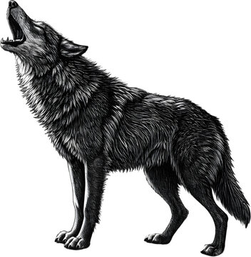 Majestic wolf illustration captures the wild spirit, perfect for nature enthusiasts and animal art collections.