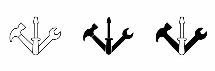 Black wrench line. Wrench illustration. Isolated vector element. Vector icon.