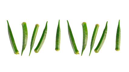 Fresh okra isolated on transparent background