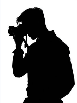 recommend clip art: Photographer taking photos with professional camera silhouette