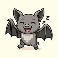 Happy cartoon bat mascot taking a nap.