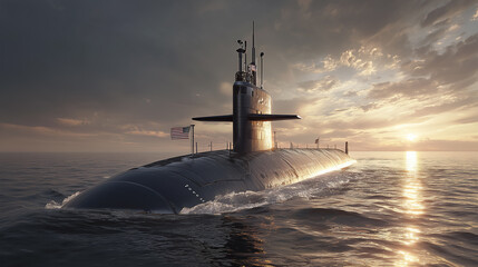 American Nuclear Submarine Patrolling Ocean