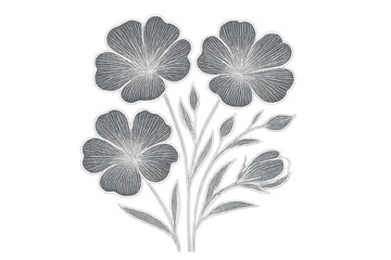 Silver flax flowers and buds create a delicate bouquet, perfect for adding a touch of elegance to transparent background designs