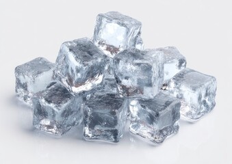 Ice Cubes Piled on Surface with Reflections Showing Backdrop for Commercial Use