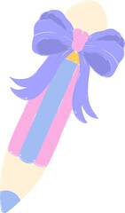 school supplies element, school pencil with bow for classroom decoration. doodle line, vector file.
