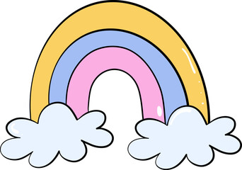 school supplies element, rainbow for classroom decoration. doodle line, vector file.
