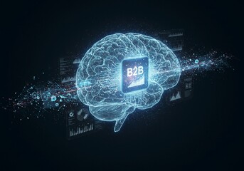Artificial Intelligence Brain with B2B Lead Generation and Digital Connections