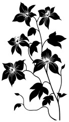 Clematis vine silhouette corner border decoration