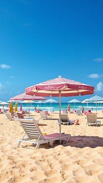 beach umbrellas and chairs