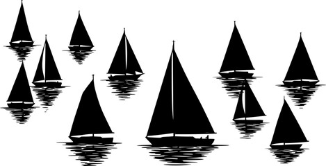 sailboat silhouette on water vector illustration
