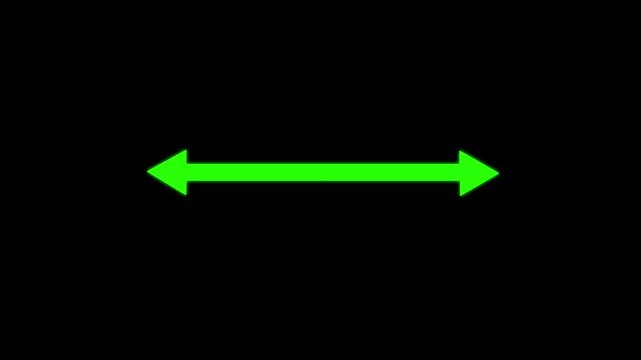 Double side arrow icon, distance concept double side arrow animation. left and right side arrow animation on black background. 4k video
