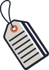 Barcode tag hanging from string loop on white background