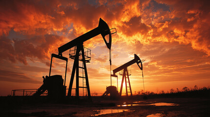 Petroleum Pumpjack Under Vibrant Clouds