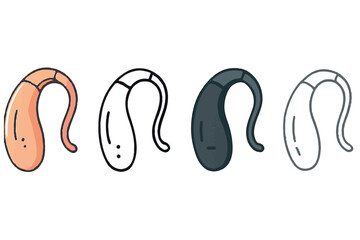 Obraz premium hearing aids, showcasing various designs and colors, including beige, white, black, and grey versions