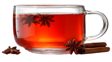 Steaming Spiced Milk Tea in Glass Tumbler – Isolated Image