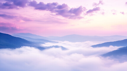 Fototapeta premium A pastel cloudscape with a soft pink and lavender gradient, evoking an ethereal beauty theme.