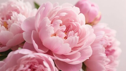 Obraz premium Bouquet of Soft Pink Peonies in Full Bloom