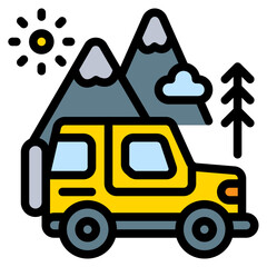 travel and tourism colored filled icon and illustration