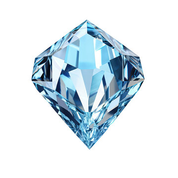 Fancy-cut zircon gemstone in icy sky blue 3D modeled with brilliance on transparent background